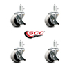 Service Caster 2 Inch Thermoplastic Wheel 1/2 Threaded Stem Caster Set with Brakes SCC, 4PK SCC-TS05S210-TPRS-SLB-121315-4